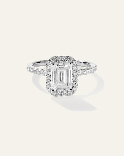 Lab Grown Diamond Emerald Halo Pave Engagement Ring - 2ct - 4 / Yellow Gold