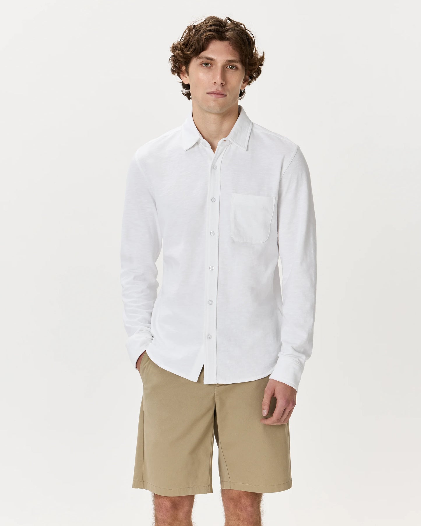 100% Organic Cotton Slub Long Sleeve Button Up Shirt - S / Heather Grey