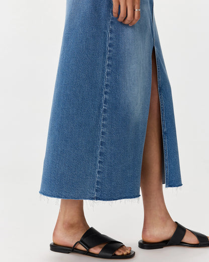 Stretch Denim 5-Pocket Midi Skirt - 24 / Obsidian Blue