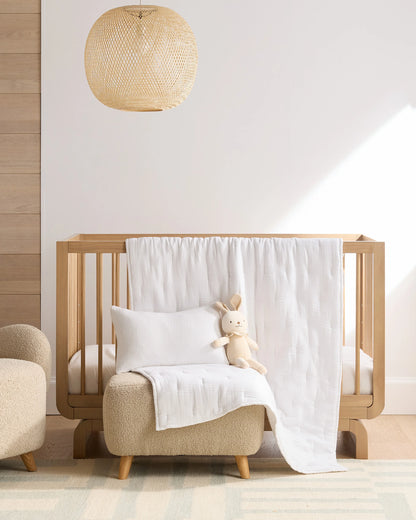 Organic Cotton Gauze Toddler Quilt & Sham Set - One Size / White