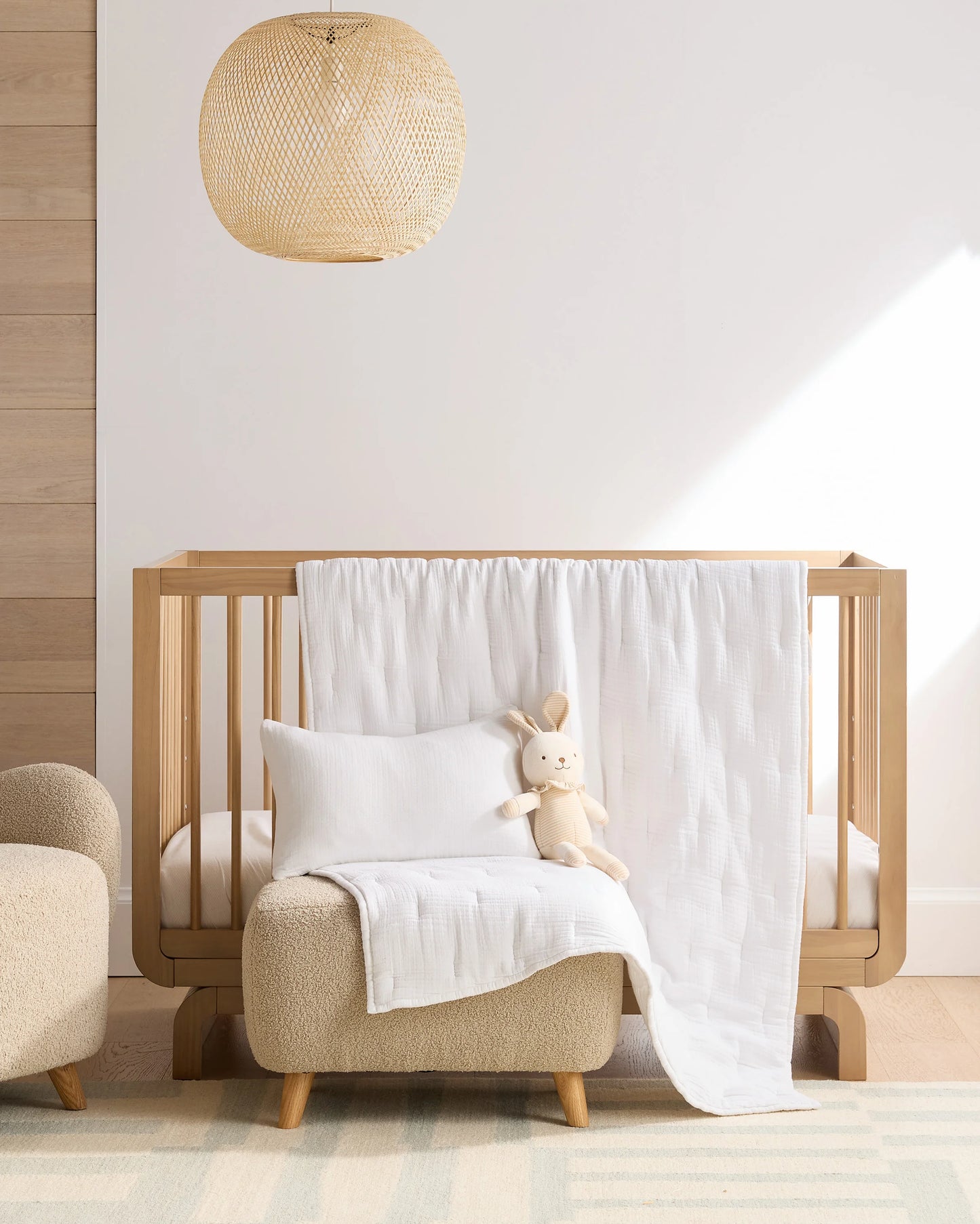 Organic Cotton Gauze Toddler Quilt - One Size / White