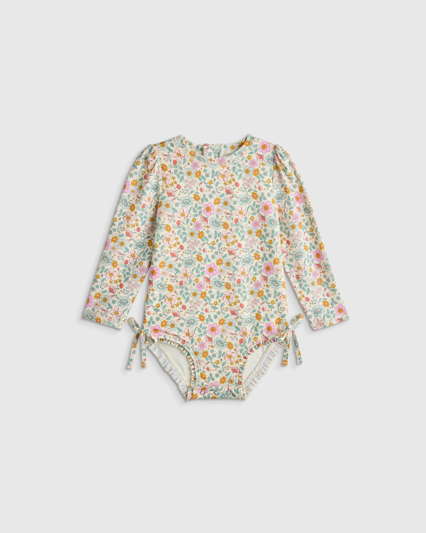 Long Sleeve Tie One-Piece Swimsuit - 2T / Soft Ditsy Floral