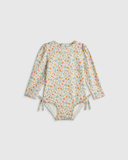 Long Sleeve Tie One-Piece Swimsuit - 2T / Soft Ditsy Floral