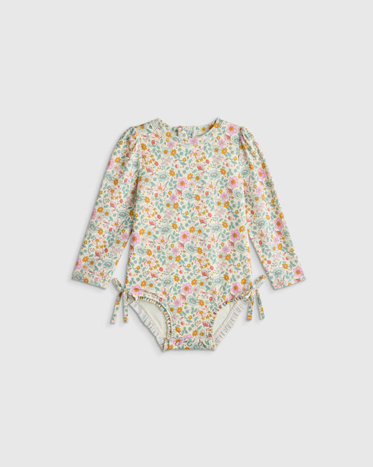 Long Sleeve Tie One-Piece Swimsuit - 2T / Soft Ditsy Floral