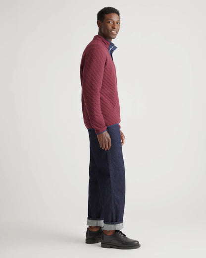 Reversible Quilted Pullover - S / Burgundy/Ivory