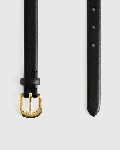 Sofia European Leather Skinny Belt - XS / Black