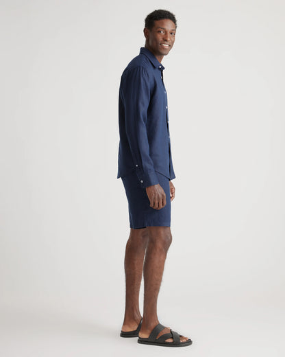 100% European Linen Relaxed Long Sleeve Shirt - XS / Flax
