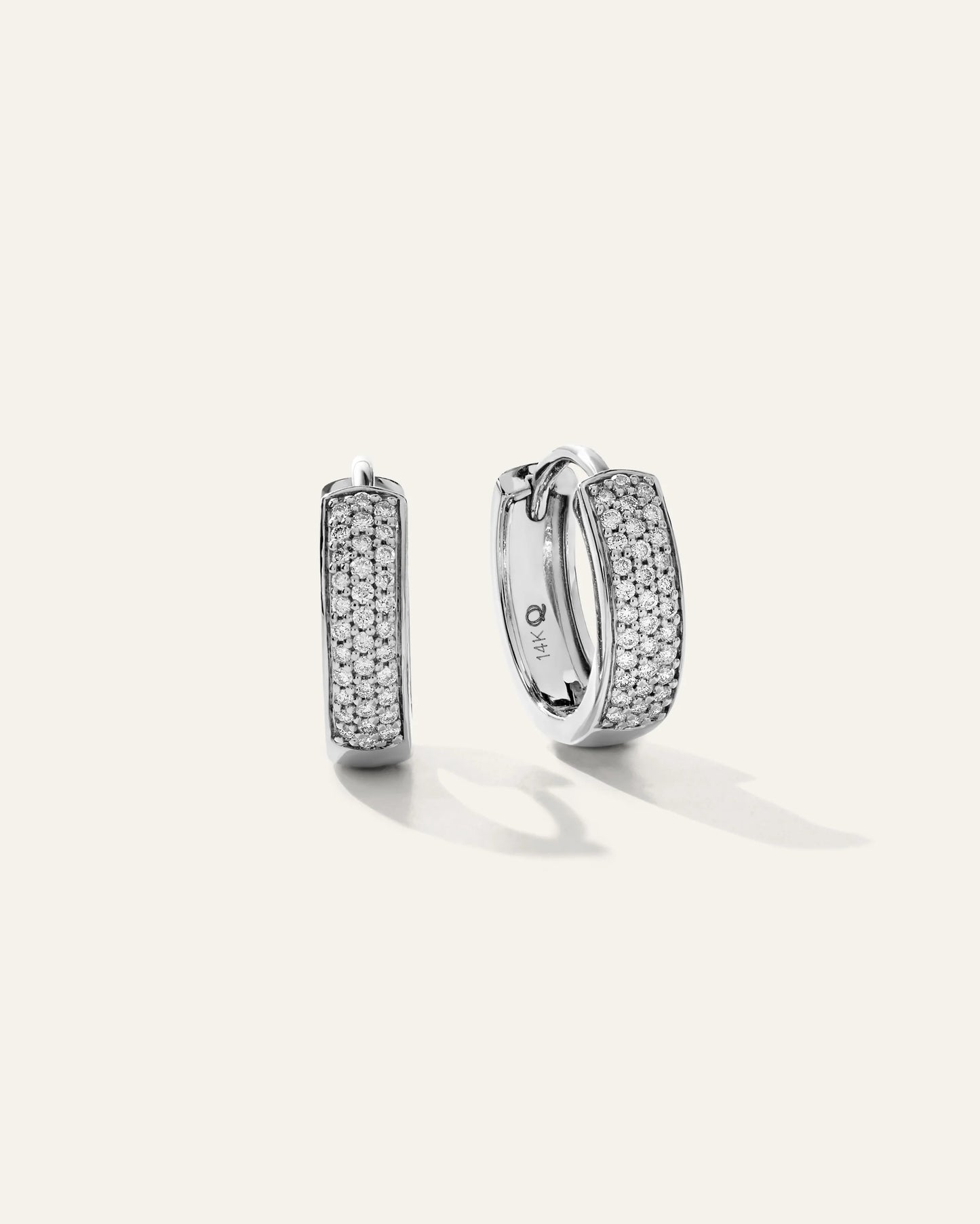 14K Gold Pave Diamond Multi Row Huggies - One Size / Yellow Gold