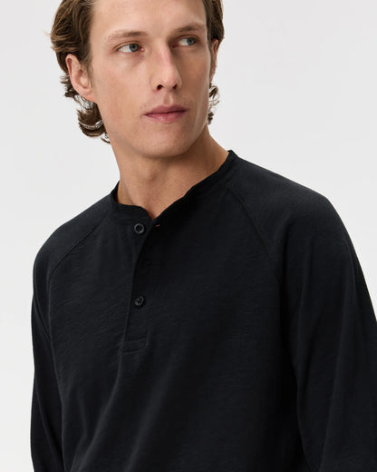 100% Organic Cotton Slub Long Sleeve Henley - S / Deep Navy