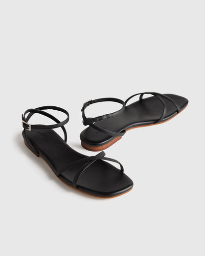 Italian Leather Ankle Strap Sandal - 5 / Cognac