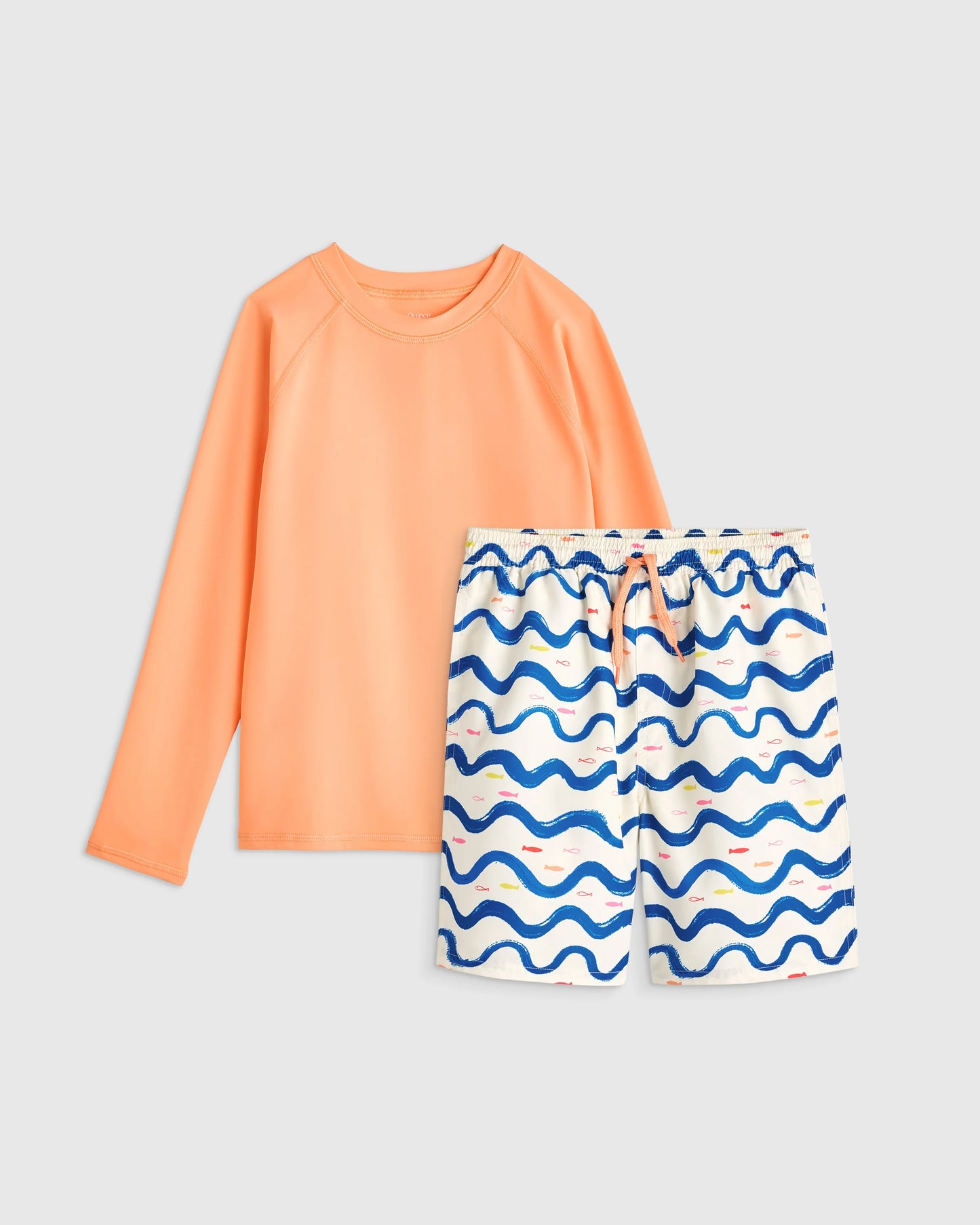 Swim Trunk and Rash Guard Set - 6 / Wavy Fish