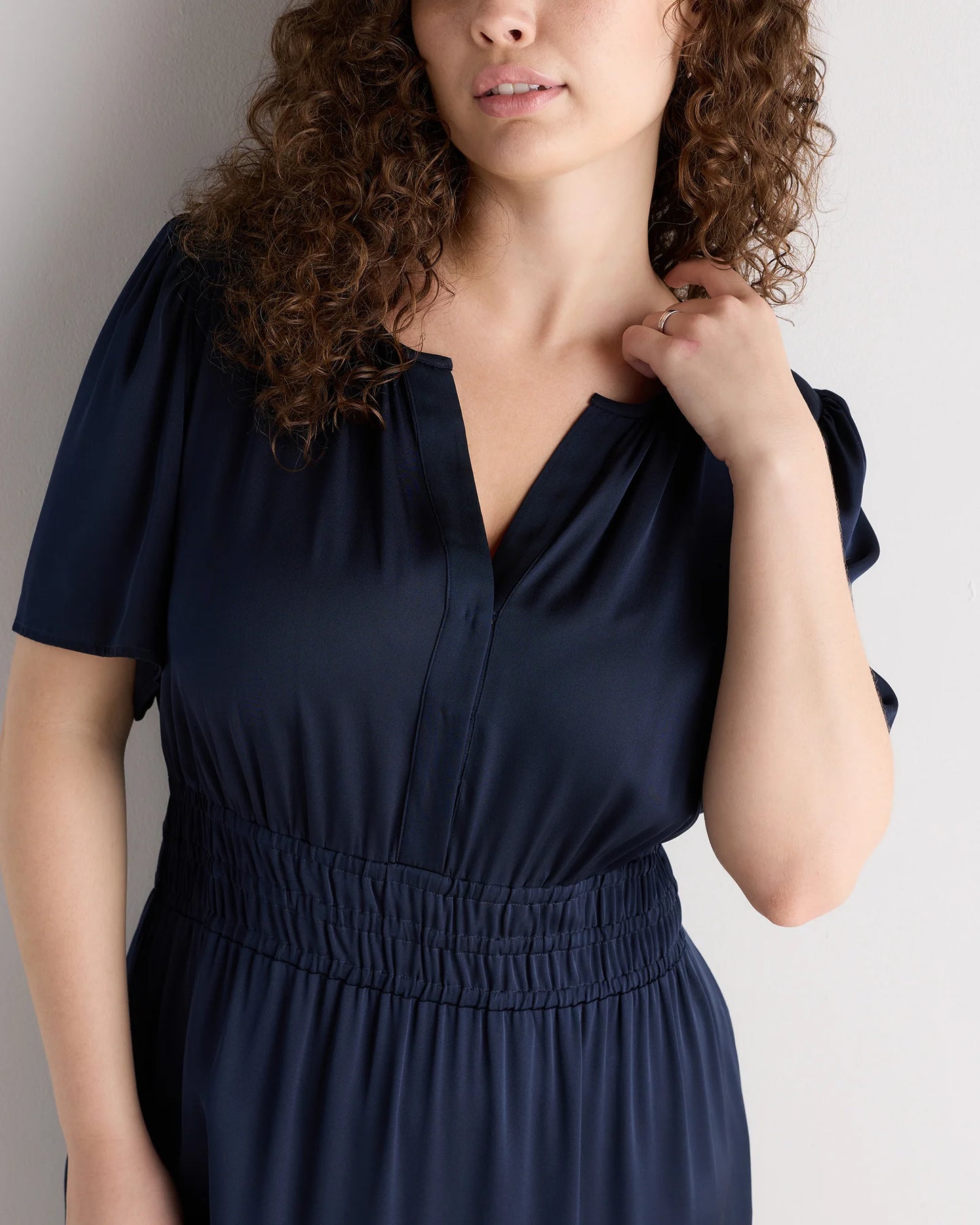 Washable Stretch Silk Tiered Maxi Dress - 1X / Navy