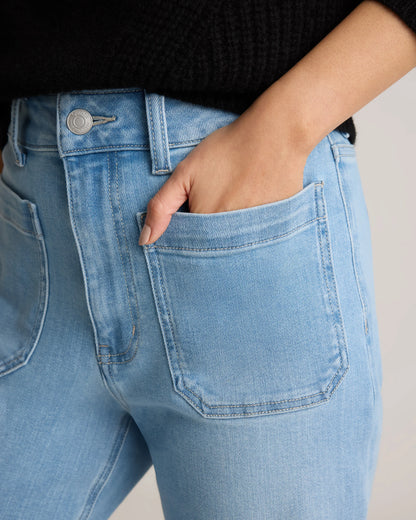 Bella Stretch Patch Pocket Wide Leg Jeans - 24 / Deep Sea Blue