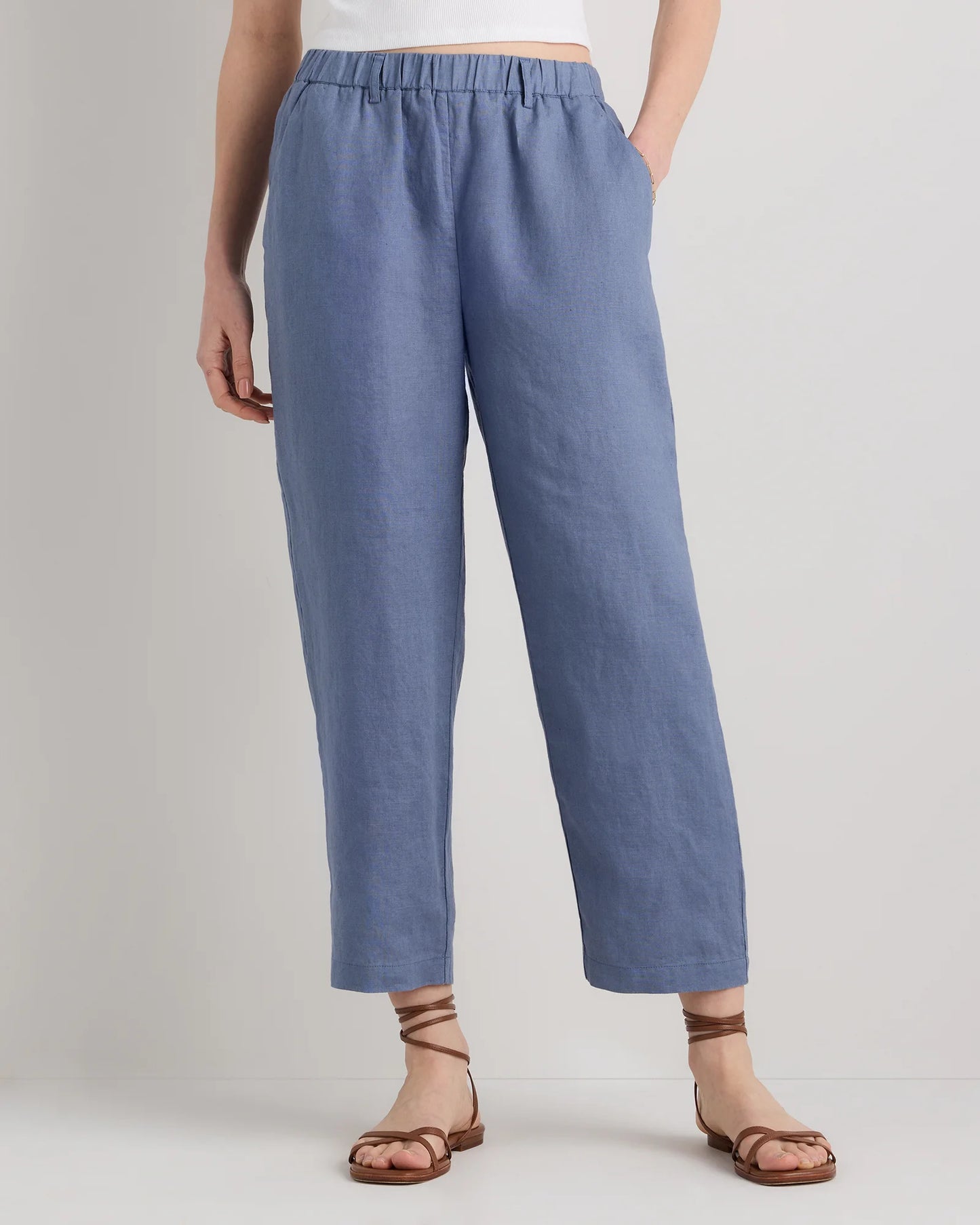 100% European Linen Pants - XS / White