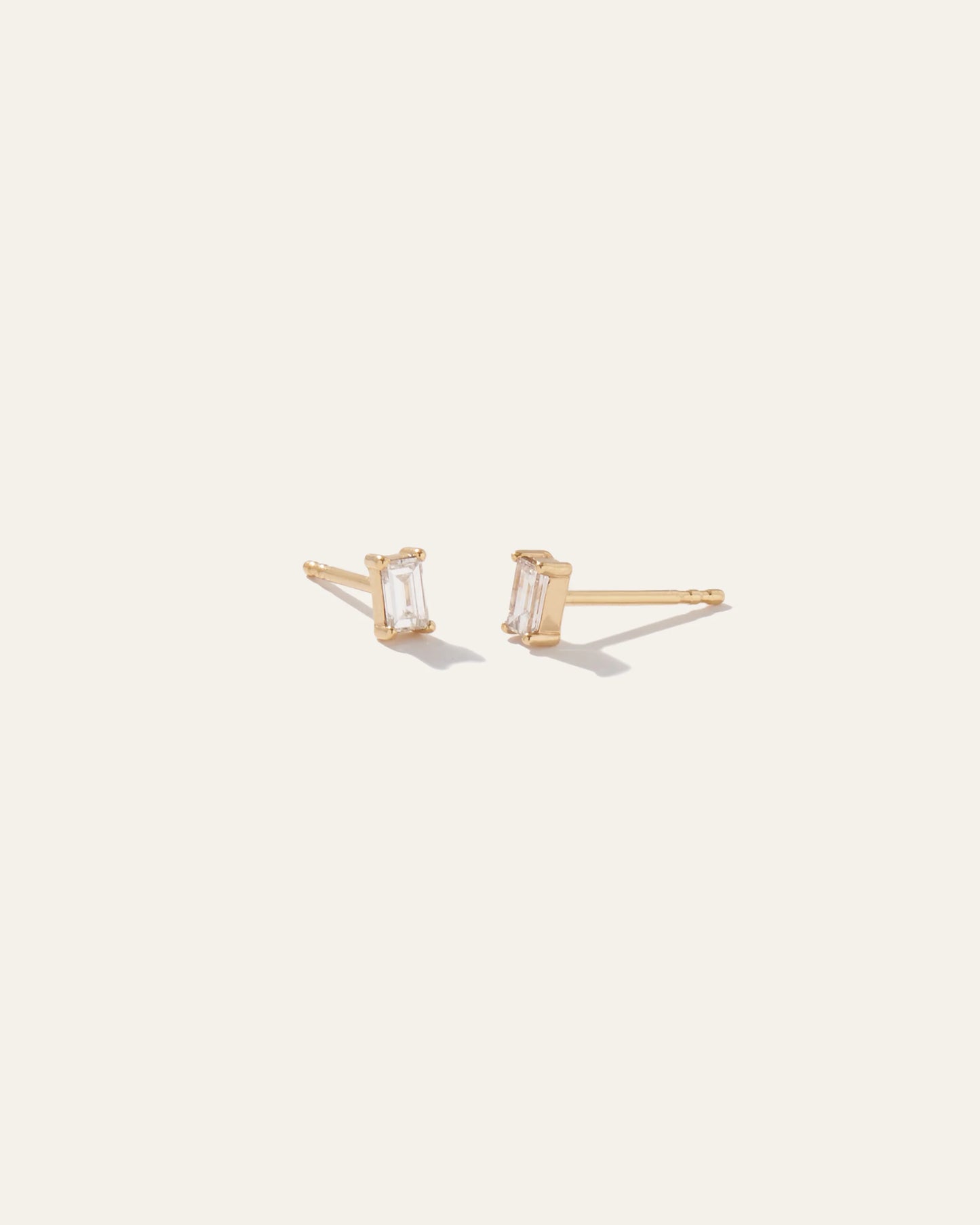 14K Gold Baguette Diamond Studs 0.28 Carat - One Size / Yellow Gold