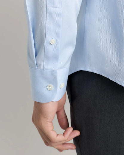 Supima Cotton Herringbone Dress Shirt - S / Blue Stripe