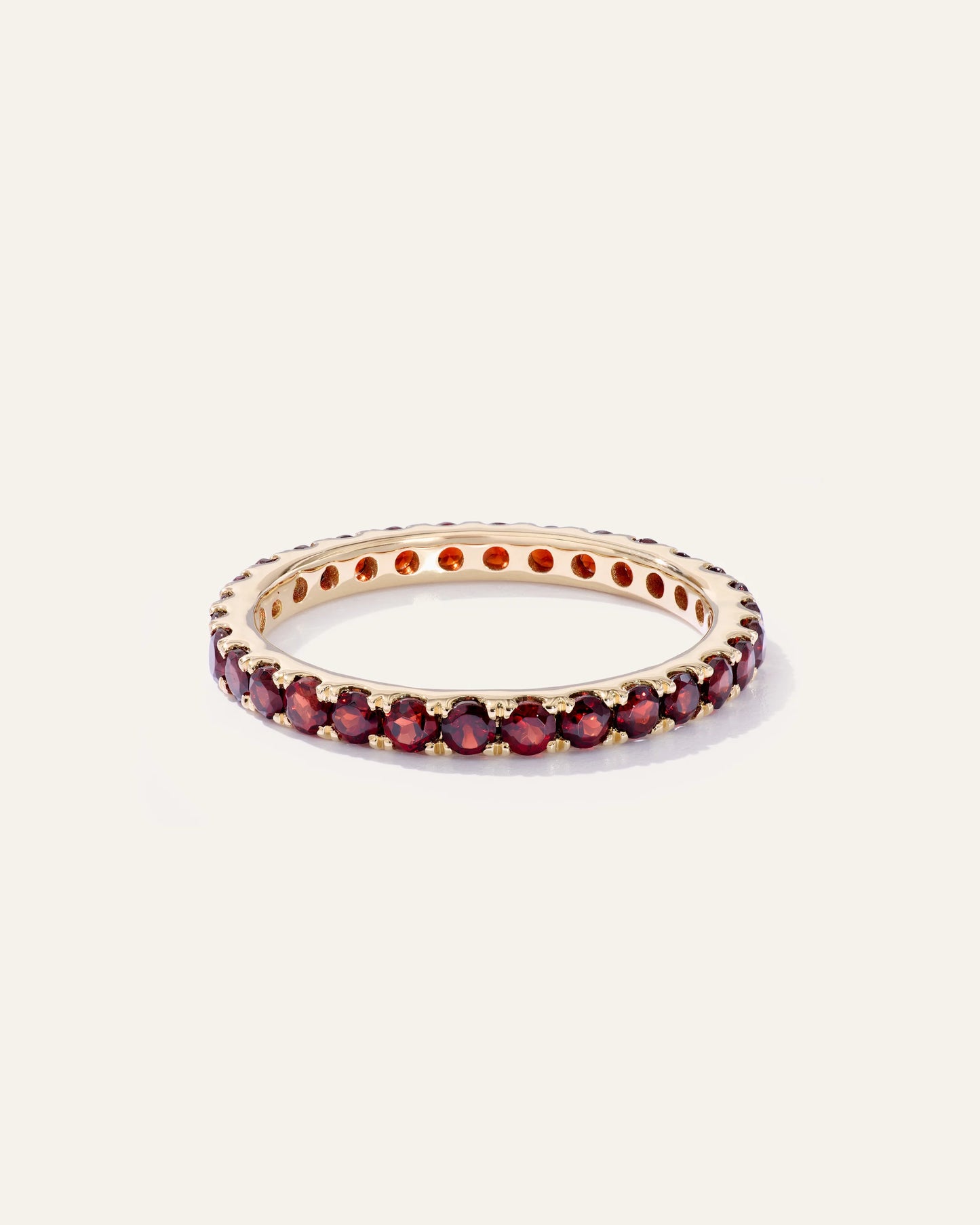 14K Gold Gemstone Pave Eternity Band - 5 / Lab Created Emerald