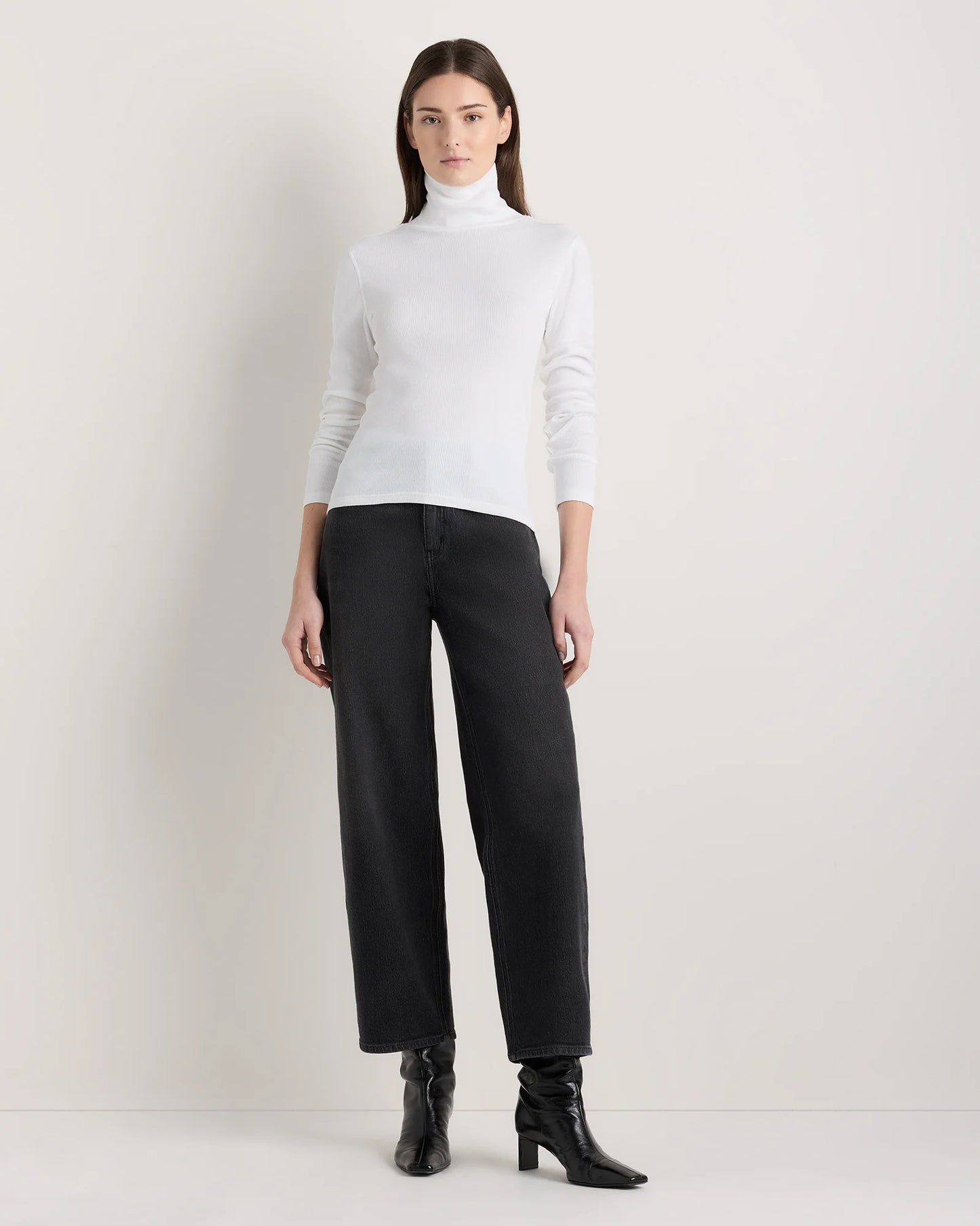Organic Cotton Micro-Rib Turtleneck - XS / Taupe Brown