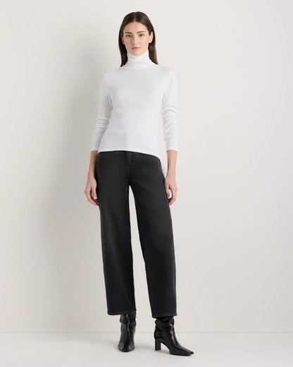 Organic Cotton Micro-Rib Turtleneck - XS / Taupe Brown