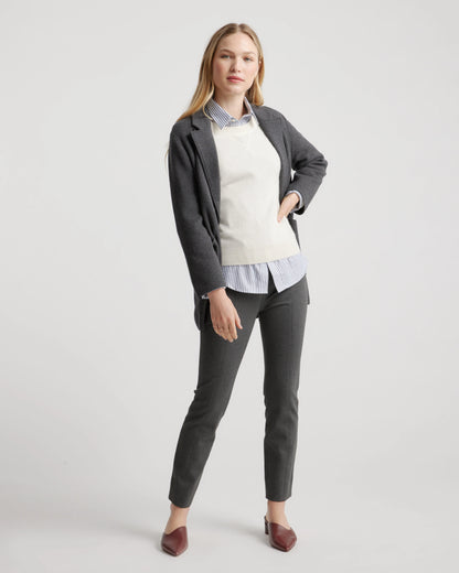 Ultra-Stretch Ponte Pintuck Ankle Pants - XS / Ecru