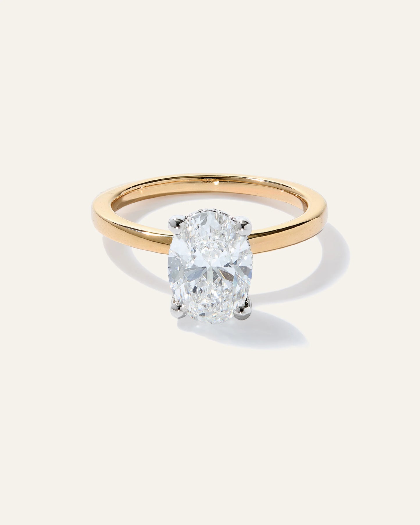 Lab Grown Diamond Oval Petite Hidden Halo Engagement Ring - 2ct - 4 / Yellow Gold