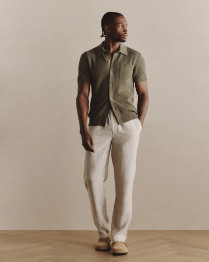 100% European Linen Pants - S / Bayberry Olive