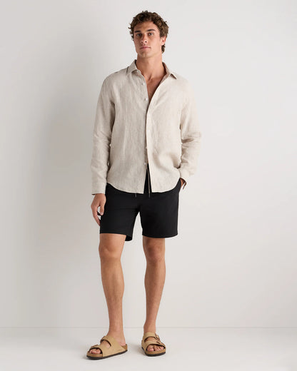 Seersucker Swim Trunks - 7" - S / Navy Seersucker