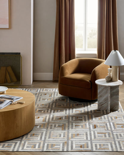 Geometric Hair on Hide Rug - 5' x 8' / Grey