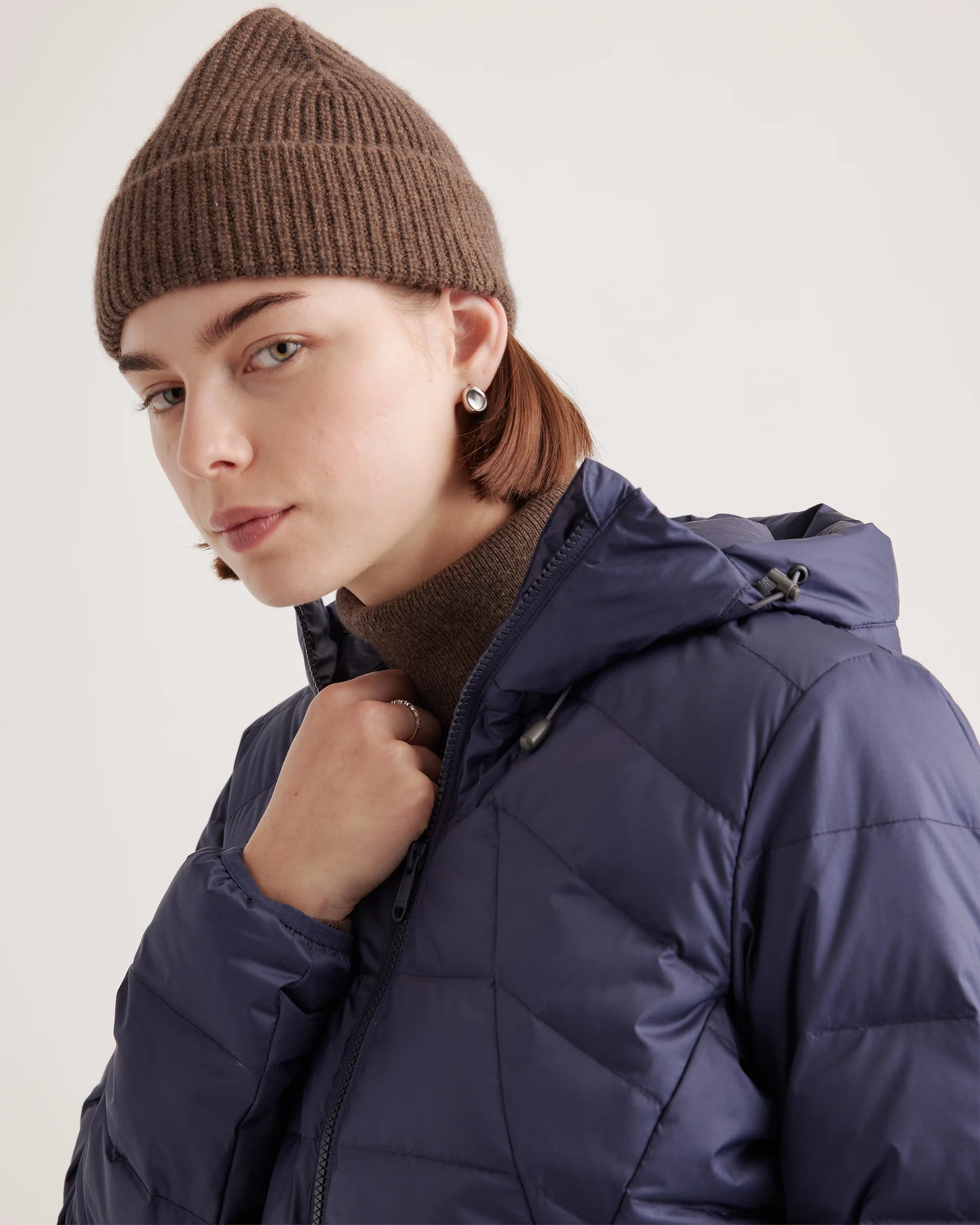 Lightweight Down Packable Puffer Hooded Jacket - XS / Navy