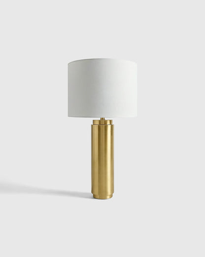 Cylindrical Iron Table Lamp - One Size / Brass