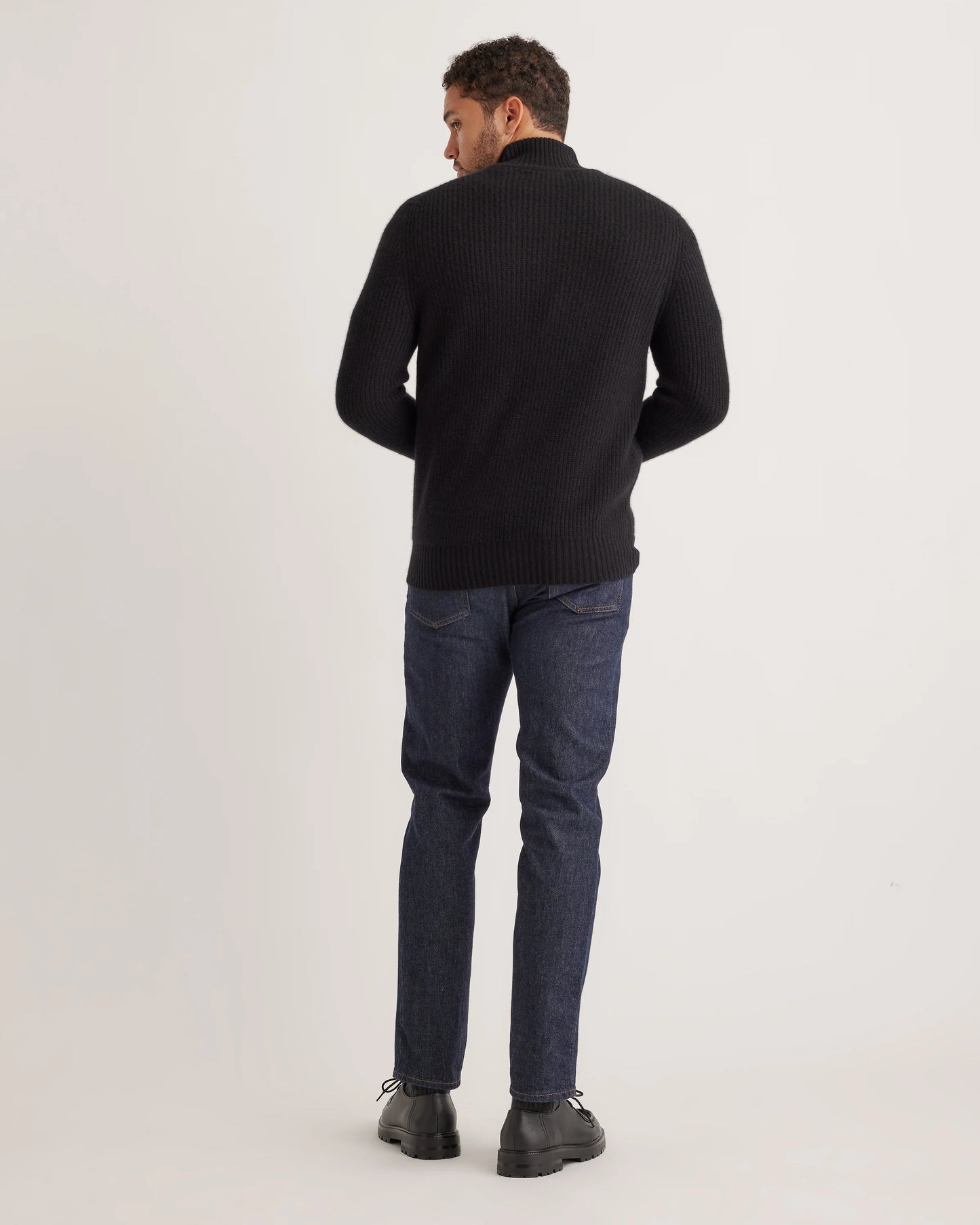 Mongolian Cashmere Fisherman Full Zip Sweater - S / Teak