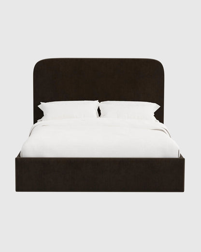 Curved Bed in Performance Velvet - Full / Walnut
