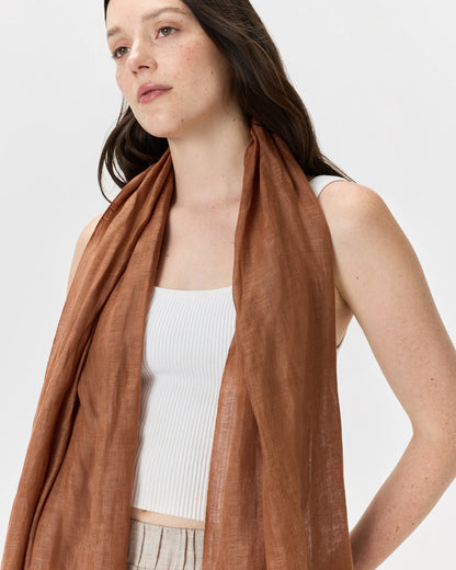 100% European Linen Scarf - One Size / Porcelain Blue