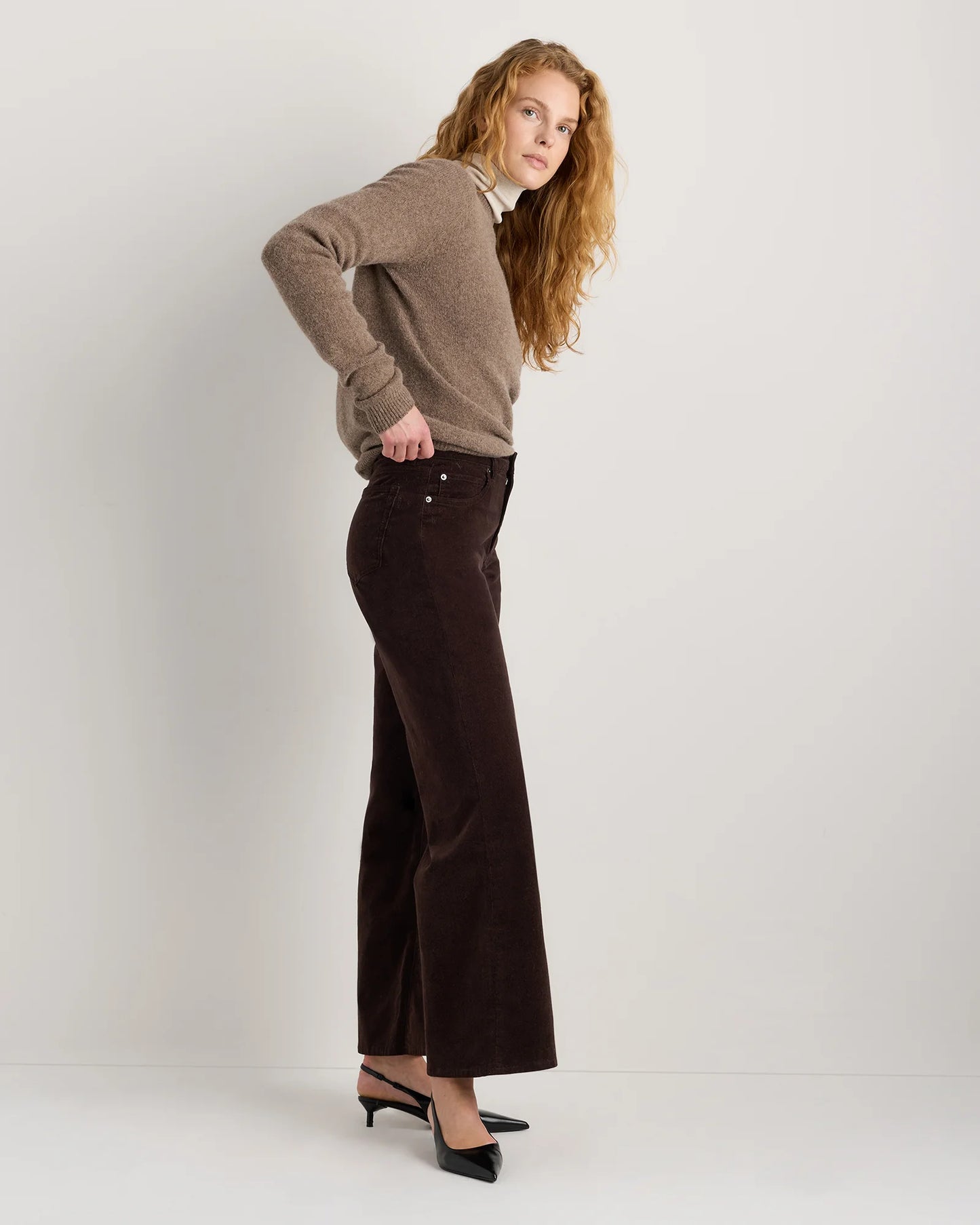 Organic Stretch Corduroy Wide Leg Pants - 0 / Black