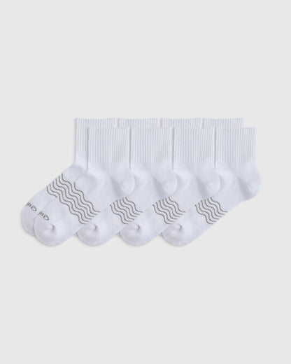 Everyday Cotton Solid Quarter Socks (4-Pack) - S / White