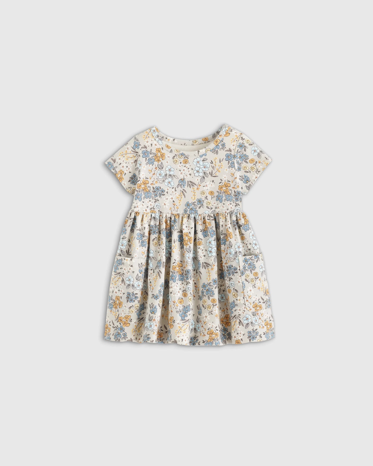 Organic Cotton Fit and Flare Pocket Dress - 12-18M / Cloud Rainbow Stripe