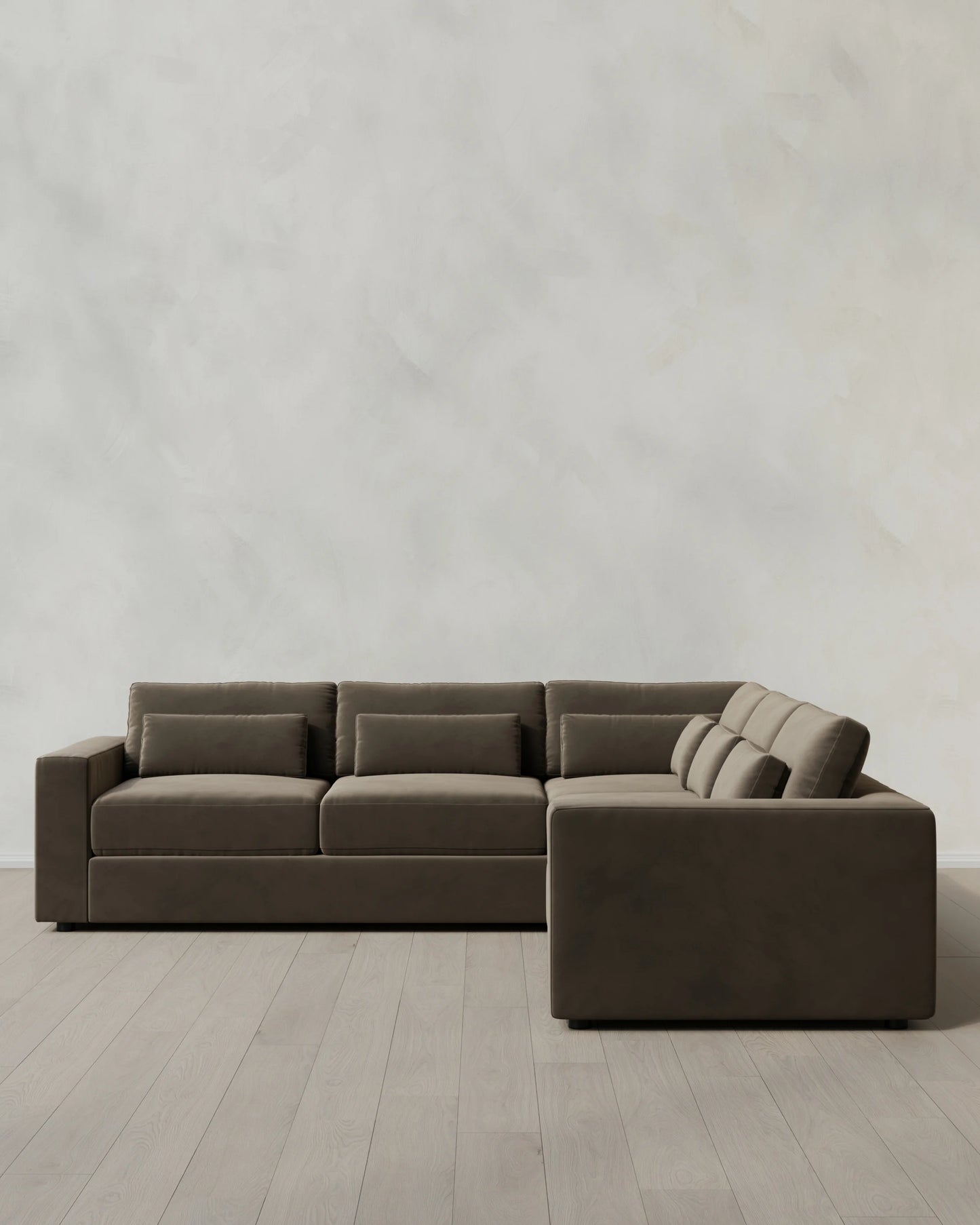 Ashford Deep Seat L Sectional in Performance Velvet - 119x119 / Taupe