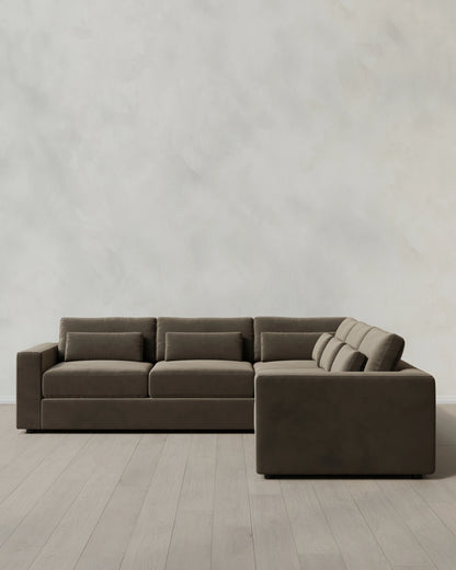 Ashford Deep Seat L Sectional in Performance Velvet - 119x119 / Taupe
