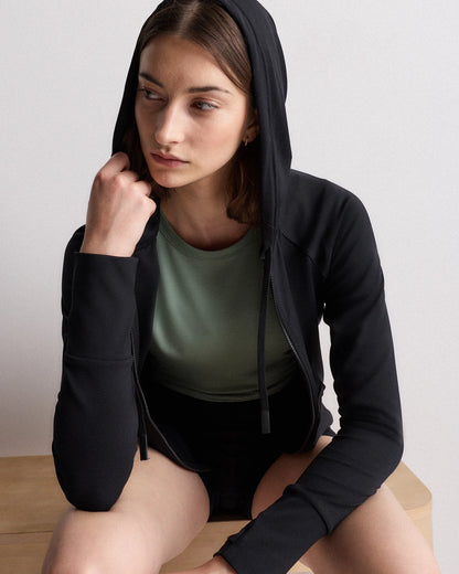 Ultra-Form Hooded Crop Jacket - XS / Black