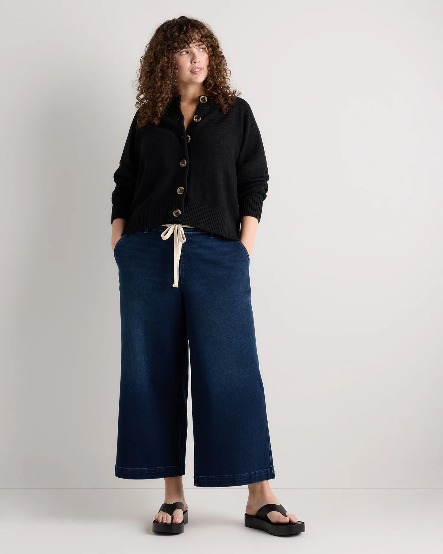 Mia Wide Leg Crop Jeans - 1X / Deep Sea Blue