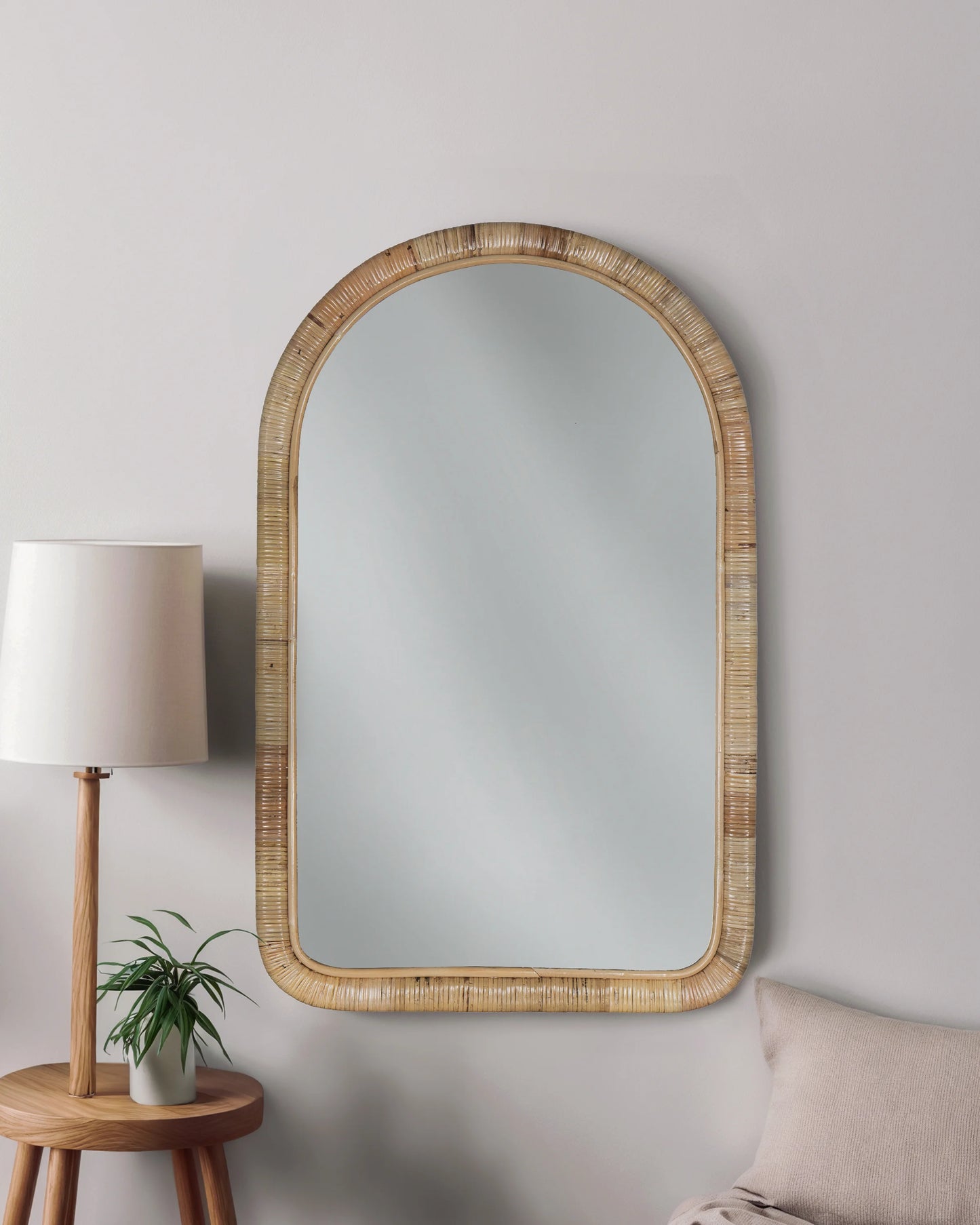 Rattan Arched Wall Mirror - One Size / Natural