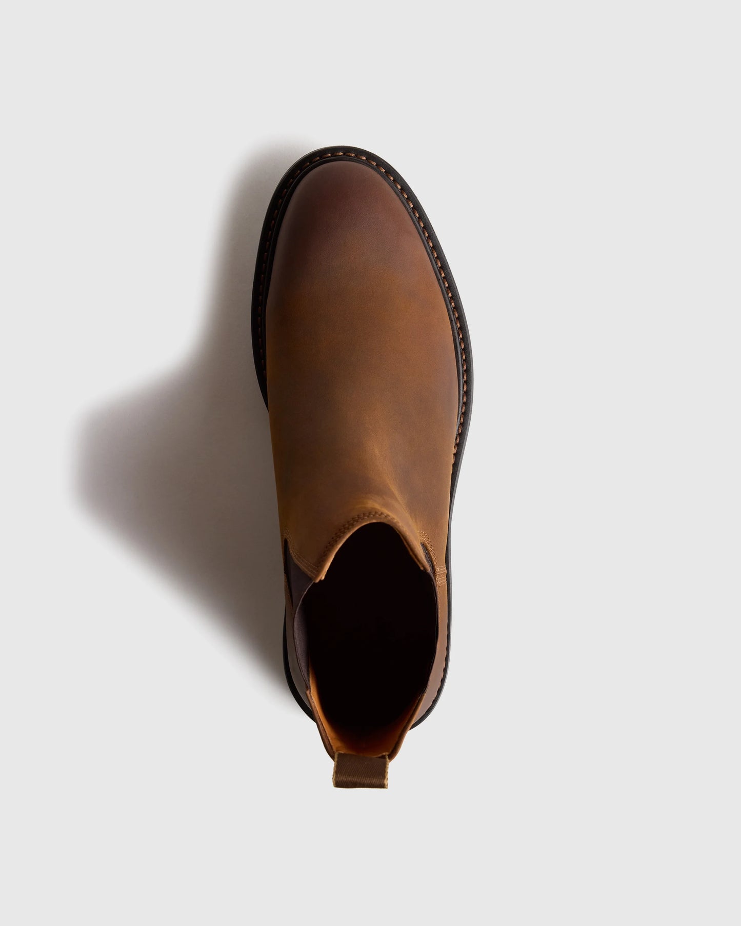 Rugged Leather Lug Sole Chelsea Boot - 7 / Firewood