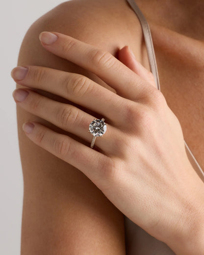 Lab Grown Diamond Round Pave Cathedral Engagement Ring - 5ct - 4 / Yellow Gold