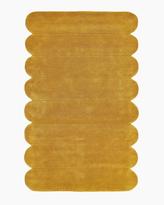 Scalloped Border Hand-Tufted Rug - 5' x 8' / Mustard