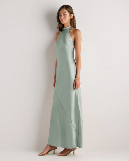 Catalina Stretch Satin Dress - 0 / Garden Sage Green