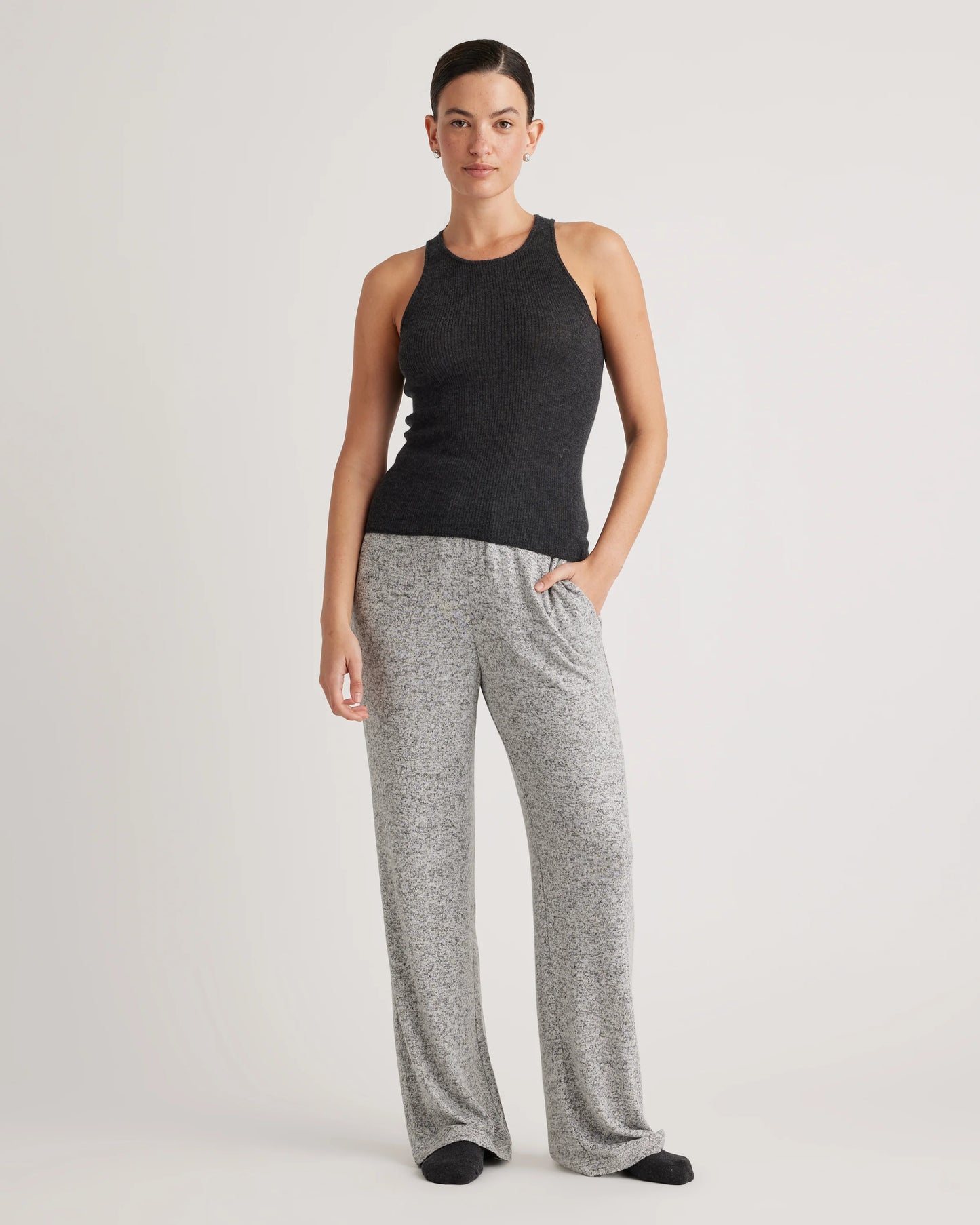 Brushed Lounge Straight Leg Pant - XS / Heather Grey