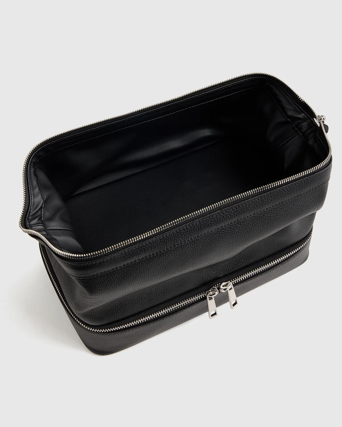 Italian Leather Dual Compartment Toiletry Bag - One Size / Ruby Red