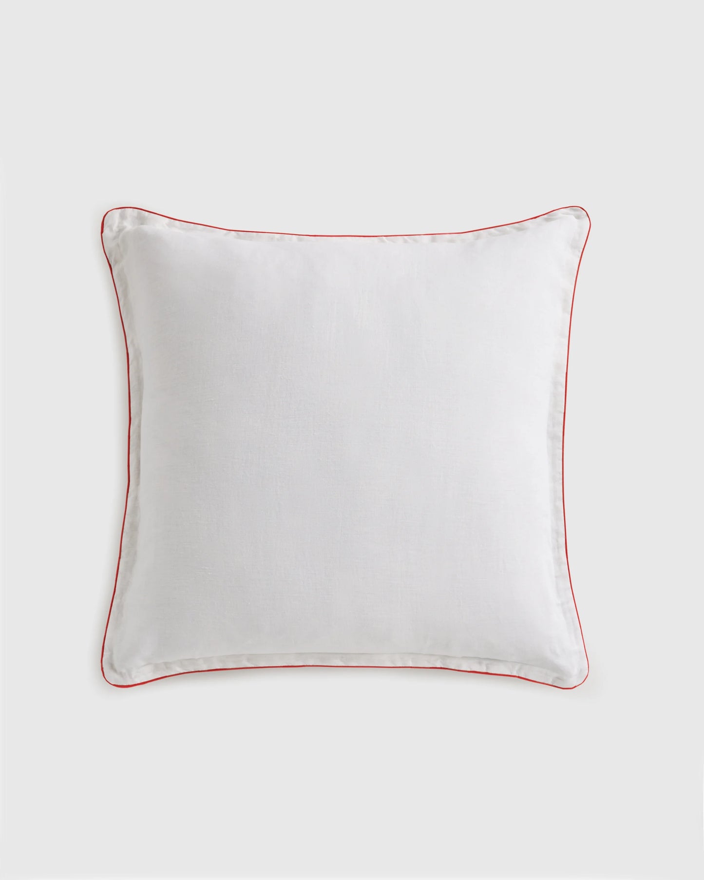 European Linen Piped Euro Sham - Euro / White/Cherry