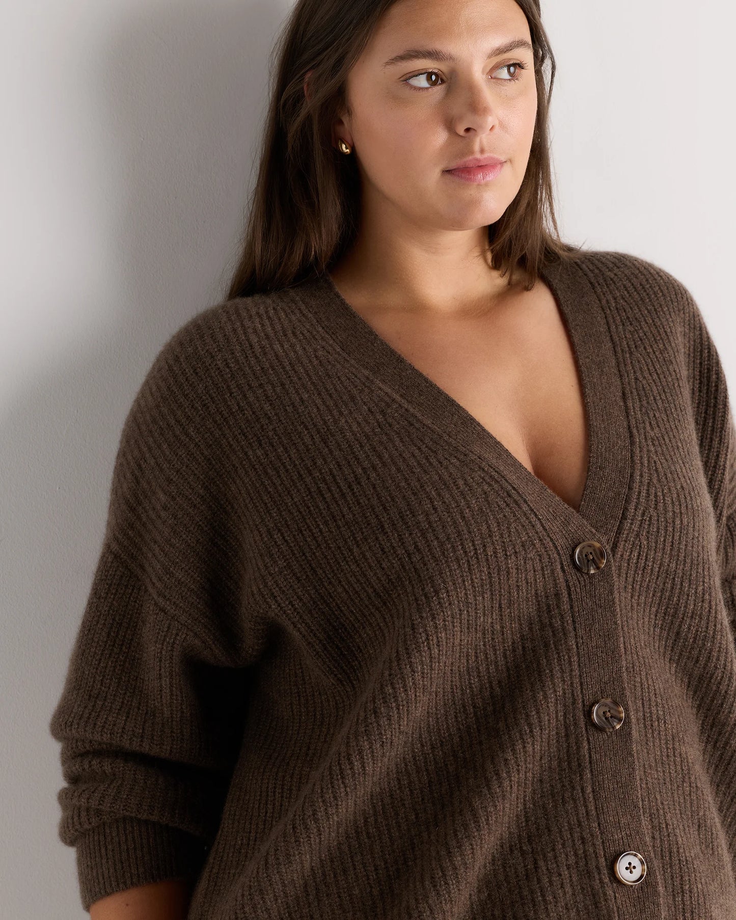 Mongolian Cashmere Fisherman Boxy Cropped Cardigan Sweater - 1X / Black