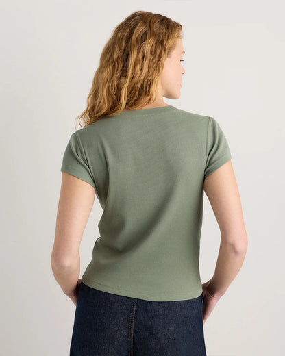 Organic Cotton Micro-Rib Crewneck Tee - XS / Heather Oatmeal